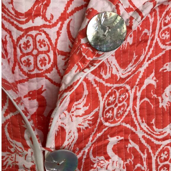 Patty Kim Jacket Womens Size Medium Orange/White Quilted Reversible Blazer - Picture 9 of 9